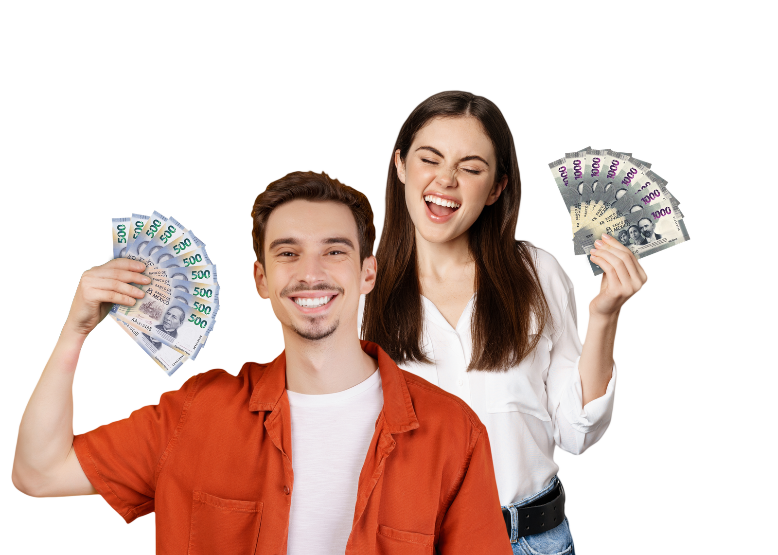 Mujer alegre con billetes