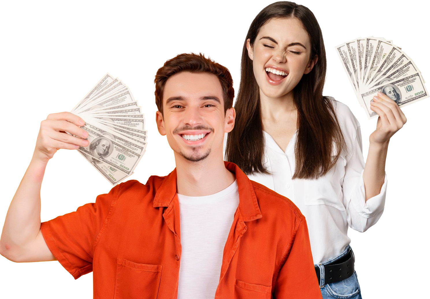 Mujer alegre con billetes